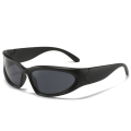 Miniatyrbillede 4 af 5: 2 Par Solbriller med Wrap-Around Futuristisk Sport Oval Briller Punk Skygge Solbriller Kvinder Mænd Mode Trendy Skygger N
