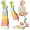 Pikkukuva 1 / 5: Dinosaurukset Pehmeä Pinottava Torni Aisti- ja Purulelu Vauvalle Pinottavaan Peliin, Vauvan Leikki 1-vuotiaalle, Montessori Edu I