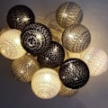 Miniatyrbillede 1 af 5: Snorrebånd med Bomuldsbolde Batteri (Grå) - 3,8M 20 LED Lys Belysning til Soveværelse Gardin Fest Ch