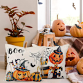 Miniatyrbilde 4 av 6: 4 stk Halloween gresskar dekorative putetrekk (45*45cm) for stue, soverom, seng, sofa, kafé, C