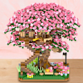 Miniatyrbild 1 av 5: 1 st Mini Körsbärsblommande Bonsai-träd Byggstenssats, Sakura Botanisk Samling Byggsats för Vuxna, Kompatibel