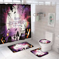 Miniatyrbild 1 av 4: Intressanta Halloween-duschdraperiuppsättningar, 71 tum x 71 tum Halloween-badrumsdekoruppsättning - Dusch C