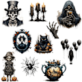 Miniatyrbilde 1 av 5: 2024 Halloween Mørk Hodeskalle Edderkopp Veggklistremerke K