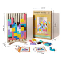Miniatyrbilde 5 av 5: Treblokkpuslespill Hjernepuslespill for småbarn Tangram Intellektuelt puslespill Fargerikt 3D Byggeblokkspill G