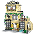 Miniatyrbillede 2 af 5: Byarkitektur Bygning Byggesæt med Lys, 3 Etagers Bycafé