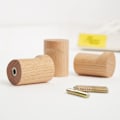 Miniatyrbillede 3 af 3: 4 Stykker Træfrakkekrog Vægkrog Træcylinderkrog 4 Skruer til Ophængning af Tøj Hat Halstørklæder Soveværelse Gang Stue R K
