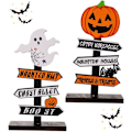 Miniatyrbillede 1 af 5: Sæt med 2 Halloween træmidterstykker, træspøgelse græskar Tabl