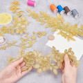 Miniatyrbild 2 av 5: 2 st Broderade Spetsblommor, Sy-på/Strykjärns-på Applikationer Guld T
