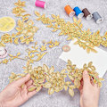 Miniatyrbillede 2 af 5: 2 stk. Broderet Blondering Blomst Patches, Stryge-på Sy-på Patches Guld T