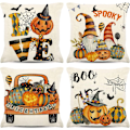 Miniatyrbilde 1 av 6: 4 stk Halloween gresskar dekorative putetrekk (45*45cm) for stue, soverom, seng, sofa, kafé, C