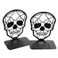 Miniatyrbillede 1 af 5: Metal Skull Design Bogstøtter Sorte Bogstøtter, Heavy Duty Bogstøtter Til Bogreoler, Blac