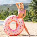 Miniatyrbillede 2 af 4: Stor oppustelig donut pool float - Sjov og farverig donut hjul til børn og voksne, Perf