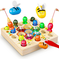 Miniatyrbild 1 av 5: Montessori barnspel - 2-i-1 fiskespel - träleksak för flickor och pojkar 2 3 4 år