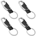 Miniatyrbillede 1 af 5: 4 Pakker Rustfrit Stål Nøglering med Læder, Premium Heavy Duty Bil Hjem Kontor Nøglering med Ring til Mænd og Kvinder L