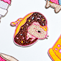Miniatyrbillede 3 af 5: 12 søde tegneserie dovne katte broderede stof patches, børns