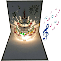 Miniatyrbilde 3 av 4: (Gullkake + Musikk Gult Lys) 1 stk 3D Pop-up Bursdagskort, Automatisk Spiller Musikk Varm LED Lys