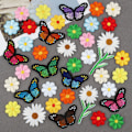 Miniatyrbillede 1 af 5: 39 Stykker Daisy Blomst Sommerfugl Broderet Stryge-på Lap, Broderi Sy-på Lap, Sy Stryge-på Lappe Badge Applikation G