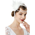Pikkukuva 1 / 5: Höyhenpannan 20-luku Gatsby Höyhenkruunu Asusteet Gatsby Flapper Pannan Vintage Klassikko valkoinen L