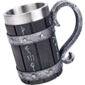Miniatyrbillede 1 af 5: Nordisk Viking Rune Ølkrus i Rustfrit Stål Træharpiks 3D N