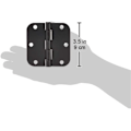 Miniatyrbillede 4 af 5: Matte Sort Afrundede 3,5 Tommer x 3,5 Tommer Dørhængsler, 4-pak