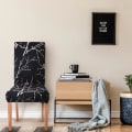 Miniatyrbild 4 av 5: （Svart blomma, set om 6）6 stycken stretchmatstolsöverdrag, universellt tvättbart stolsöverdrag, lätt att rengöra