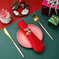 Miniatyrbillede 5 af 5: 12 stk. Jule-Rensdyr Servietringe, 6CM Guld Elg Serviettholdere Hjorte Servietspænde til Julefrokost Thanksgiving P