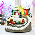 Miniatyrbillede 4 af 5: Julelandsby Lysende Musikboks, Snebjerg Roterende Tog, Snemand Model, Julehjem Dekoration Gave Samling A