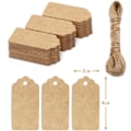 Miniatyrbillede 3 af 5: Kraftpapir Gavemærker, Brun, Skallet 4x2 cm, 100 Pakke med Snøre