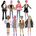 Miniatyrbild 1 av 5: 8 set Barbie-kläder, lämpliga för 30 cm Barbie-dockor, fashionabla kläder, olika tröjor, coa