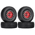 Pikkukuva 1 / 5: 4 kpl 76 mm 1,55 metalli Beadlock vanteet renkaat sarja 1/10 RC Crawler auto Axial Jr D90, punainen musta reuna