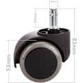 Miniatyrbillede 3 af 5: Svingbare hjul i nylon og grå PVC uden bremse 50 mm M10 5 pak
