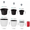 Miniatyrbilde 3 av 5: 6 stk Runde Plast Selvvannende Blomsterpotter - Hvit, Potte med Vannreservoir Potte med Vanningssystem for Enkel Planting av Blomsterplanter, Dekorasjon