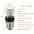 Pikkukuva 2 / 5: LED-lamput LED-maissinlamput E27 E14 E12 E26 lamput 5730 SMD 9W 27LED Kotivalaistus Lämmin ja kylmä neutraali valkoinen