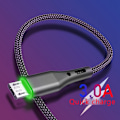 Miniatyrbillede 4 af 5: Datakabel, 3A LED-opladning nylon flettet datakabel til Android-mobiltelefoner eller tablets (rød, 2M)