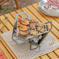 Miniatyrbilde 3 av 5: Bærbar utendørs sammenleggbar grill i rustfritt stål, vedfyrt komfyr for utendørs terrasse camping grill