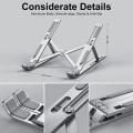 Miniatyrbillede 5 af 5: Bærbar computer stand, foldbar bærbar computer stand til at hæve 6 justerbare vinkler, skridsikker ventileret aluminiumsstand kompatibel med bærbar computer, tablet - Longziming sølv