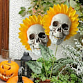 Miniatyrbild 4 av 5: Halloween Skelett Solros Prydnader, Imitation Dödskalle Solros Dekoration, Trädgårdsdekoration, Utomhus (A)