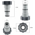 Miniatyrbillede 2 af 5: Pool Slange Adapter, 2 stk. Slange Adapter Pool Adapter A til Swimmingpool 32-38mm til Pumper Pool Tilbehør med Gevind, Tætningsring