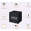 Miniatyrbild 2 av 5: Bärbar LED Digital Väckarklocka, Tyst Mini Klocka med Röstaktiverad Enkel Minimalistisk Träklocka Temperaturkalender för Hem Kontor Resor (