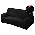 Miniatyrbillede 4 af 5: Jacquard Sofaovertræk 2 Elastisk Stræk Stræk Overtræk Lænestol Beskytter Vaskbart Sædeovertræk til Soveværelse Indretning -Sort