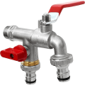 Miniatyrbillede 1 af 5: 1/2'' Tommer (15/21) Premium Dobbelt Messing Vandhane, Rust og Frostbestandig + 2X Gratis Slangeforbindelser + E-bog til Have, Vaskemaskine, Regn