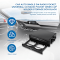 Miniatyrbillede 4 af 5: Auto Single Din Bilradio Lomme, Universal Cd Radio Lomme Drik Kopholder Opbevaringsboks Sort