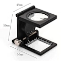 Miniatyrbillede 5 af 5: Dobbelt LED-lampe, optisk glas, lup med sort maling i fuld metal, tredobbelt spejlup