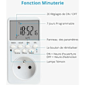 Miniatyrbillede 3 af 5: Digital Programmerbar Stikkontakt, Ugentlig Elektrisk Stikkontakt Timer med 20 Programmer, 24H Stikkontakt Timer med LCD Display Energibesparende til Hjemmet