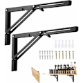 Miniatyrbillede 1 af 5: Foldbar Beslag 400mm, 2 stk. Sort Foldbar Konsolbeslag, Belastningsbærende Foldbare Hyldebeslag, Robust Tilbagetrækkelig Foldbar Konsolbeslag