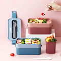 Miniatyrbillede 3 af 5: Bento Box til Børn og Voksne, Stabelbar Madkasse med Opdeler, Mikrobølgeovnsikker Salat (Blå)