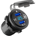 Miniatyrbillede 1 af 5: 12V USB-stikkontakt, oplad 3.0 dobbelt USB-billader med tændingskontakt og voltmeter til 12V/24V bil lastbil