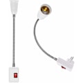 Pikkukuva 1 / 5: 2 kpl E27 LED-lampun pidikkeitä kytkimellä, lampunpidike-adapterimuunnin 5,9 tuuman joustavalla hanalla ja EU-pistokkeella, E27-lampunpidike toimistoon, makuuhuoneeseen