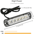 Miniatyrbilde 2 av 5: 4-pakke - Ultratynn Blå 6 LED Strobe Lys - LED Lyslist Mini Nødlyslist 18 Blinkende Moduser 12V-24V for Universelt Kjøretøy eller Lastebil