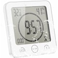 Miniatyrbillede 1 af 5: Badeværelsesur, LCD Digital Alarm med Vandafvisende Touch-Brusebadsur, Temperatur Fugtighed, Nedtælling, 3 Monteringsmetoder, Batteridrevet (Hvid)